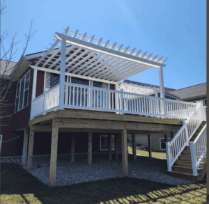 Custom Pergola Design with Vinyl Railings